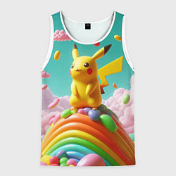 Майка-безрукавка мужская Пикачу на сладкой планете - нейроарт, цвет: 3D-белый
