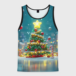 Мужская майка без рукавов Новогодняя объемная елочка