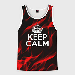 Майка-безрукавка мужская Keep calm flame red, цвет: 3D-белый