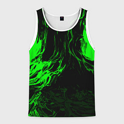 Майка-безрукавка мужская Зелёная энергия на чёрном фоне, цвет: 3D-белый
