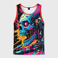 Майка-безрукавка мужская Cool cyber skull - ai art, цвет: 3D-красный