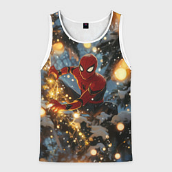 Мужская майка без рукавов Spiderman на новогодней елке