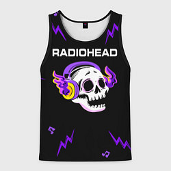 Мужская майка без рукавов Radiohead неоновый череп