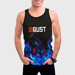 Майка-безрукавка мужская Rust neon flame, цвет: 3D-черный — фото 2