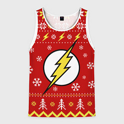 Майка-безрукавка мужская Флэш новогодний, цвет: 3D-белый