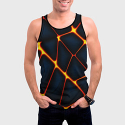 Майка-безрукавка мужская Каменный разлом с лавой, цвет: 3D-черный — фото 2