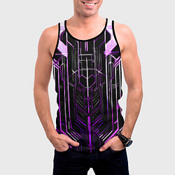 Майка-безрукавка мужская Purple lines on a black background, цвет: 3D-черный — фото 2
