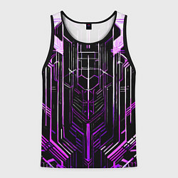 Майка-безрукавка мужская Purple lines on a black background, цвет: 3D-черный