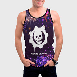 Майка-безрукавка мужская Праздничный Gears of War, цвет: 3D-черный — фото 2
