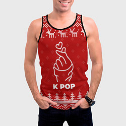 Майка-безрукавка мужская Новогодний K Pop с оленями, цвет: 3D-черный — фото 2