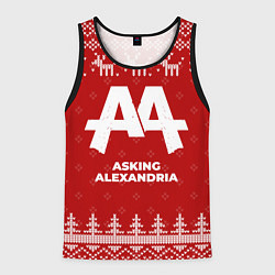 Майка-безрукавка мужская Новогодний Asking Alexandria с оленями, цвет: 3D-черный