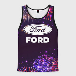 Майка-безрукавка мужская Праздничный Ford, цвет: 3D-черный