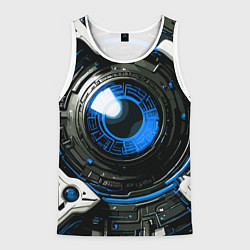 Майка-безрукавка мужская Синяя сфера киберпанк, цвет: 3D-белый