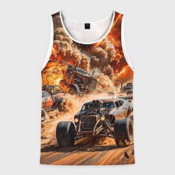Майка-безрукавка мужская Mad Max - explosion cars, цвет: 3D-белый