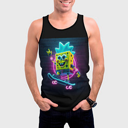 Майка-безрукавка мужская Sponge Bob on a skateboard - ai art fantasy, цвет: 3D-черный — фото 2