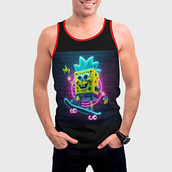 Майка-безрукавка мужская Sponge Bob on a skateboard - ai art fantasy, цвет: 3D-красный — фото 2