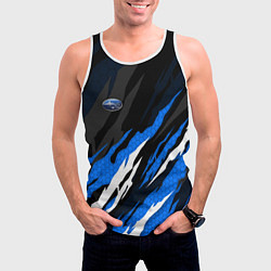Майка-безрукавка мужская Субару - черно-синий, цвет: 3D-белый — фото 2