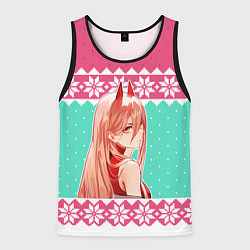 Мужская майка без рукавов Новогодний свитер Пауэр из Человек-бензопила