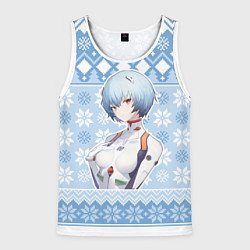 Майка-безрукавка мужская Rei christmas sweater Evangelion, цвет: 3D-белый