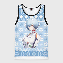 Майка-безрукавка мужская Rei christmas sweater Evangelion, цвет: 3D-черный