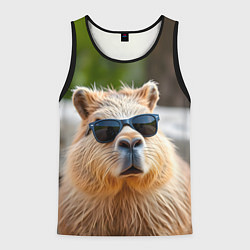Мужская майка без рукавов Модная капибара в темных очках