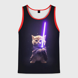 Майка-безрукавка мужская Котик джедай, цвет: 3D-красный