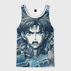 Мужская майка без рукавов Герой аниме на пэчворк