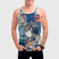 Майка-безрукавка мужская Девочка аниме на пэчворк, цвет: 3D-белый — фото 2