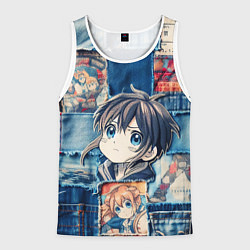 Мужская майка без рукавов Девочка аниме на пэчворк