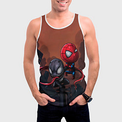 Майка-безрукавка мужская Мини Человек паук и Веном, цвет: 3D-белый — фото 2