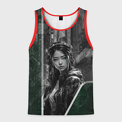 Мужская майка без рукавов Азиатская девушка с зелёными глазами