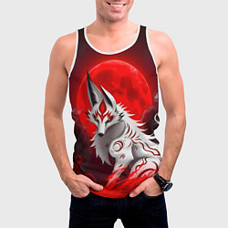 Майка-безрукавка мужская Японская белая лиса, цвет: 3D-белый — фото 2