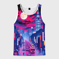 Мужская майка без рукавов Яркий японский мегаполис