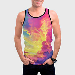 Майка-безрукавка мужская Розовые облака на синем небе, цвет: 3D-черный — фото 2