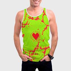 Майка-безрукавка мужская Сердечко на кислотном фоне, цвет: 3D-белый — фото 2