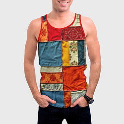 Майка-безрукавка мужская Пэчворк из ярких тканей, цвет: 3D-красный — фото 2