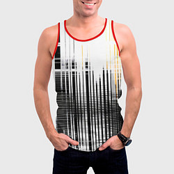 Майка-безрукавка мужская Жёлто-чёрный гранж на белом фоне, цвет: 3D-красный — фото 2