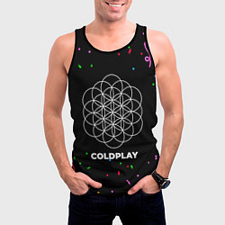 Майка-безрукавка мужская Coldplay конфети, цвет: 3D-черный — фото 2