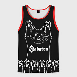 Майка-безрукавка мужская Sabaton: cat rock, цвет: 3D-красный