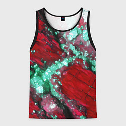 Майка-безрукавка мужская Голубой минерал в красном камне, цвет: 3D-черный