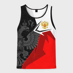 Майка-безрукавка мужская Герб России - красно-белый, цвет: 3D-черный