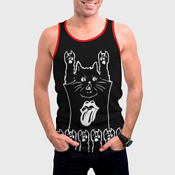 Майка-безрукавка мужская Rolling Stones: cat rock, цвет: 3D-красный — фото 2