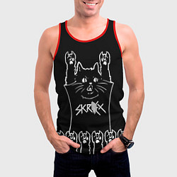 Майка-безрукавка мужская Skrillex: cat rock, цвет: 3D-красный — фото 2
