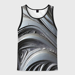 Майка-безрукавка мужская Полированный серебряный металл, цвет: 3D-черный