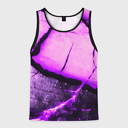 Майка-безрукавка мужская Трещины на абстрактном фиолетовом фоне, цвет: 3D-черный