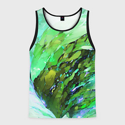 Майка-безрукавка мужская Зелёная абстракция, цвет: 3D-черный