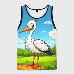 Мужская майка без рукавов Аист в поле