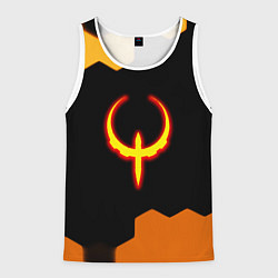Майка-безрукавка мужская Квейк соты огненное лого, цвет: 3D-белый