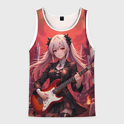 Мужская майка без рукавов Девочка с электрогитарой аниме