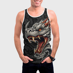 Майка-безрукавка мужская Дракон в стиле татуировки ирезуми, цвет: 3D-белый — фото 2